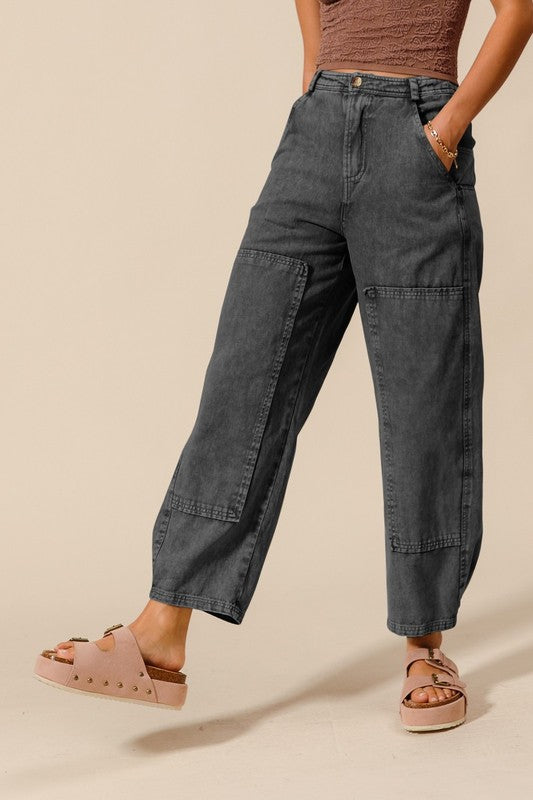 charcoal barrel jeans