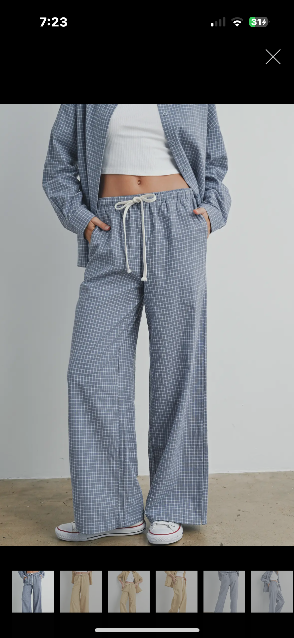 denim checkered pants